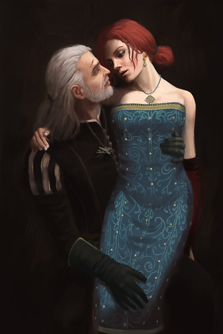 Geralt and Trish in The Witcher.